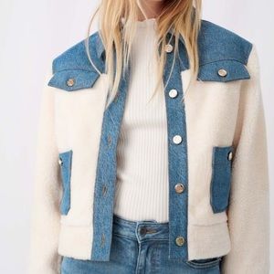 Maje Denim & Sherpa Jacket